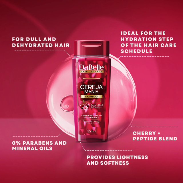 DaBelle Cereja Mania Hydration + Shine Shampoo & Conditioner Kit for Soft Hair and Gloss – 450ml