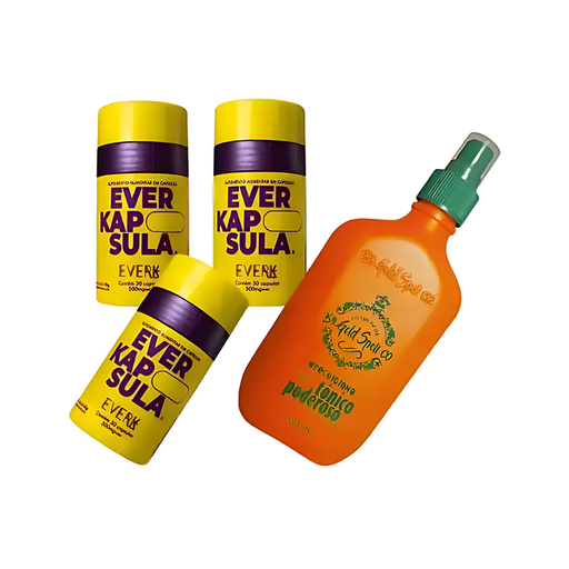 Everkapsula hair supplement and Gold Spell Tônico Poderoso kit - Buy now at MKPBR.COM - Worldwide Shipping