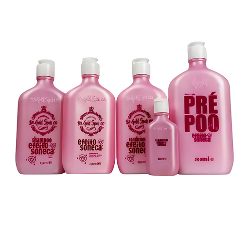 Gold Spell Efeito Soneca 5-piece complete hair care kit with shampoo, conditioner, mask, leave-in and pre-poo – Buy now at mkpbr.com – Worldwide Shipping